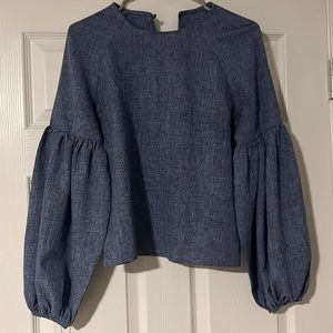 Denim Blue Puff Sleeve Top